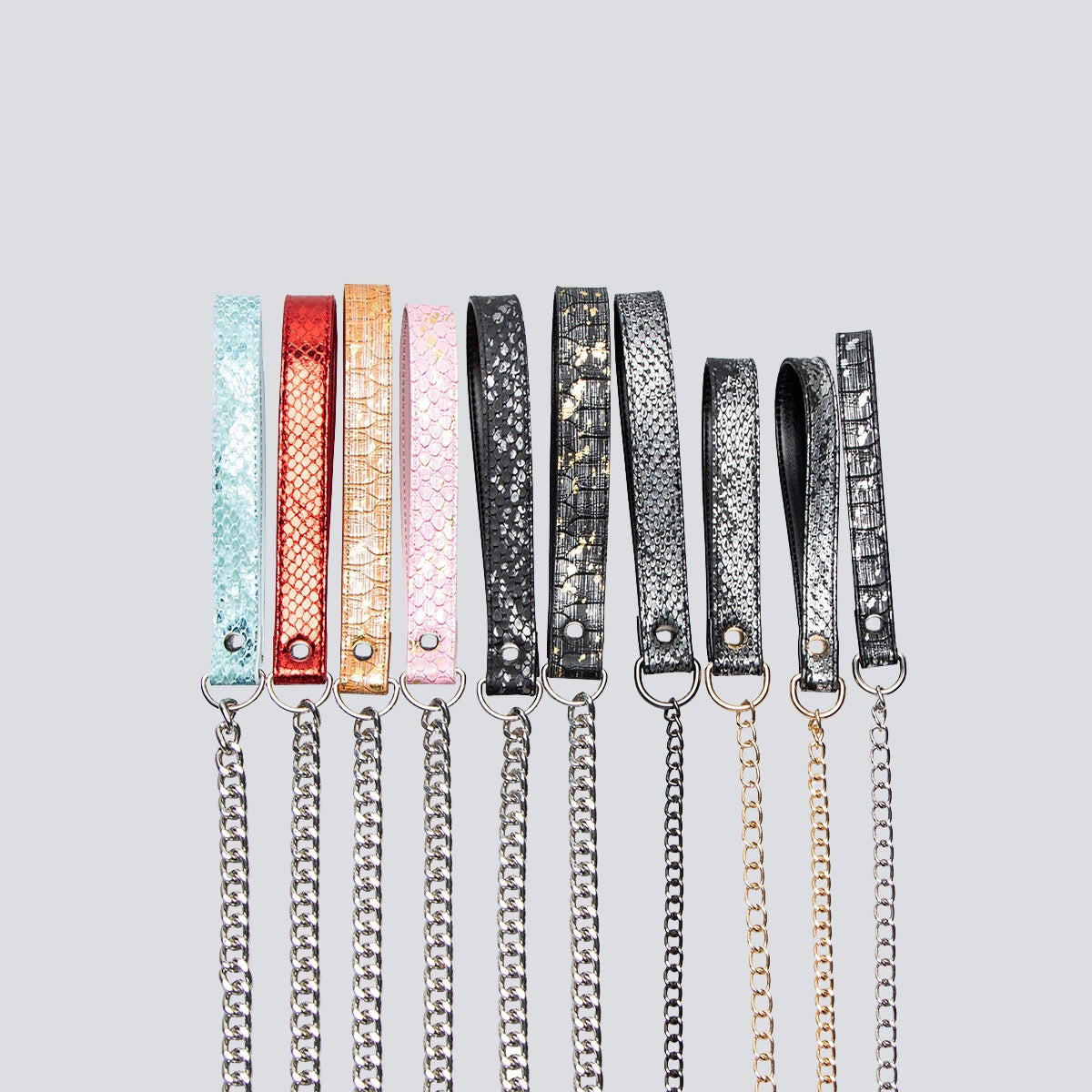 Pastel Pink Pearl Choker Collar & Matching Chain Leash Set