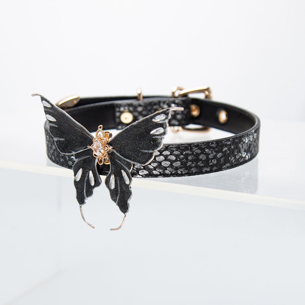 Gothic Midnight Black Butterfly Choker Collar
