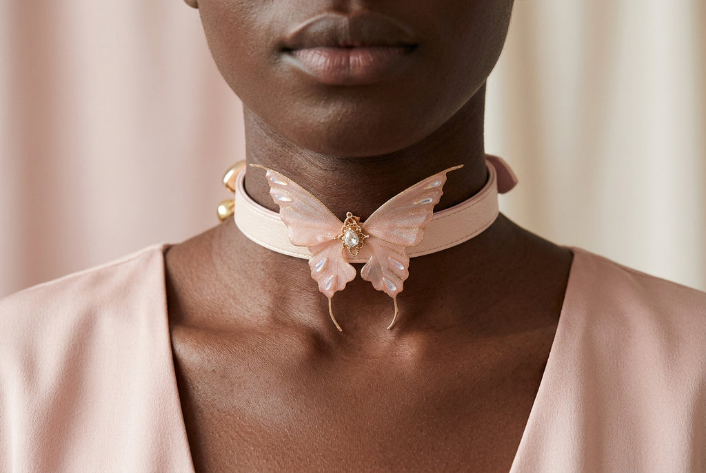 Blush Pink Butterfly Choker Collar