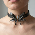 Gothic Midnight Black Butterfly Choker Collar